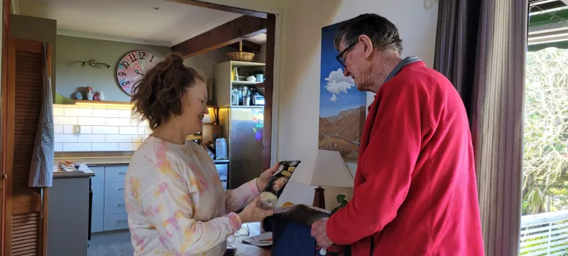 A ME Respite volunteer delivering meals in West Auckland